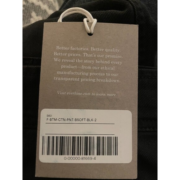 Everlane The Tencel Relaxed Chino Pant 2 Tapered Butter Soft Black NEW Tag B83 - Picture 7 of 7